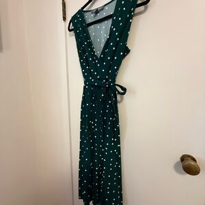 Chic Teal Polka Dot Midi Dress